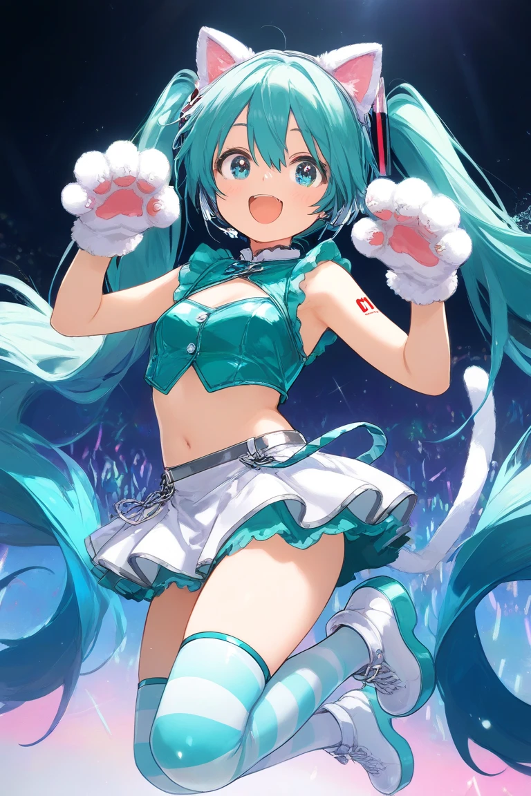 anime, masterpiece, cute girl, no panties, standing split, cheerleader costume, light blue hair, long hair, large breasts, detail, 4k, sexy, good pupil, 4k, detailed