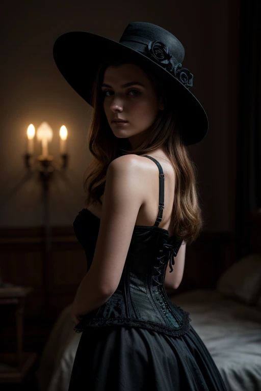 (El arte es、Decorado con patrones intrincados y colores brillantes、Representa a una mujer atractiva vestida de negro)、(Her black corset dress was elegantly draped over her curvaceous figure.、Destaca su seductora silueta)、((The front of the dress corset is embroidered in a complex large blue color,))、((The chest is often bristling))、Ella se sienta con gracia en una tranquila noche de luna、bathed in the soft glow of the moonlight.。La escena es、Con un toque misterioso y sexy、It exudes an ethereal dreamy atmosphere。Graphic style is、Blending watercolor and digital illustration techniques、Evoca una belleza y encanto refinados。The lights are filled with soft moonlight、Proyectando suaves luces y sombras en sus encantadoras facciones。(In a tight translucent black corset dress)、pechos grandes y llenos、Rasgos faciales tridimensionales、(sentado en)、Piernas hacia arriba、en 8K、Raw photography、highest qualityr、(cabello rizado en trenzas negras y largas、bollo grande1)、high resolusion、Fotos de alta calidad、Enrevesado、(breast exposure、escote de la mama)、Retrato corporal orientado hacia la derecha、((Click here to see the user's perspective of the upper eye))、(((With a black corset dress)))、Blue belt embroidered at the waist.、((Black socks with belt))、