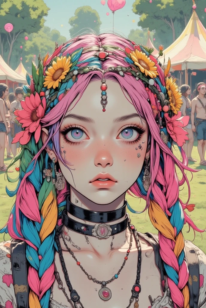 (masterpiece,best quality,官方艺术,美丽和审美:1.2),(ultra-detailed),finely detail,best illustration,hand drawn high quality,(High contrast),(clean lines:1.3),(lineart),line drawing,(Intricate lines),ligne claire,fractal art,pen drawing,simple colorful color matching,(portrait,above the chest,extremely close-up:1.1),zombie girl,little girl,(she is surrounded by dead trees:1.1),big eyes,(wavy air,Pigtails),Corpse Bride,Wraparound composition,flat chest,mysterious night,(Intricate details),(detailed background:1.2),(colorful),High Resolution,Art Deco