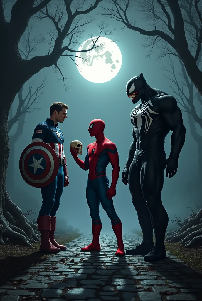 Batman, ghost rider, Spiderman,
siting on the chairs together on the beach late night smoking cigarettes 