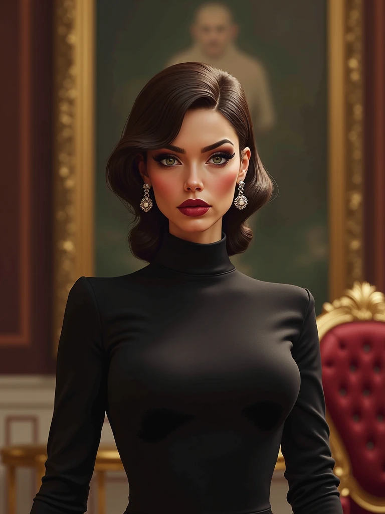 a beautiful female hostess in a flight, DJ DJing, wearing flight attendant uniform detailed realistic portrait, high quality, photorealistic, extremely detailed eyes and face, long eyelashes, mature elegant expression, red lips, flight attendant uniform, standing in an airplane interior, warm lighting, intricate details,, 8k