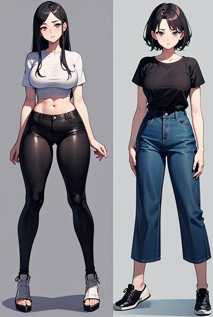 A 20 year old girl. Wearing bra and skin tight jeans, wearing lowest waist.