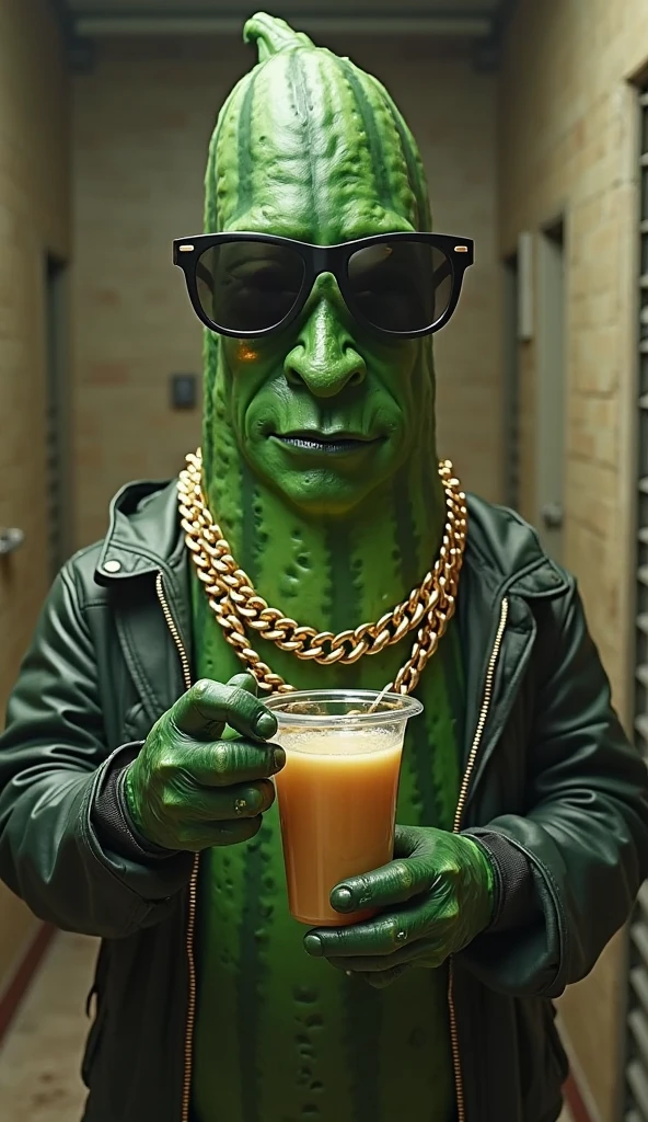 <lora:SaltBaeMeme:.8> Highly detailed, High Quality, Masterpiece, beautiful, 1boy, solo, black t-shirt, gold chain, SaltBaeMeme, , salt, sunglases, handsome-squidward character, green skin, <lora:handsome-squidward:1>