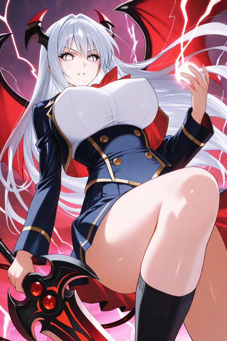 (masterpiece, high quality), arrogant 1girl, mirko (my hero academy), dark skin, white hair, red eyes, huge breasts, muscular, many abdominal muscles, sweat, steam, bunny girl, gloves, tattoo, drooling, blushing, wide hips