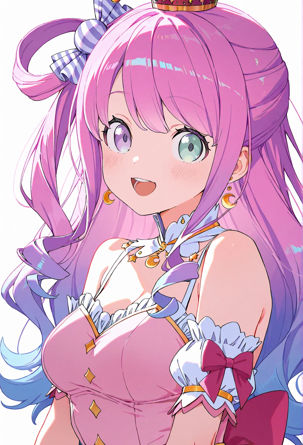 masterpiece,Best Quality,anime,Face close-up, Blowjobgesture,Blowjob_gesture,1 Girl,blush,Open_moutsideh,tongue_outside,Huge 、Beautiful illustrations, highest quality, Young Elf Princess、clavicle、naked、Nipples、tiara、necklace、
