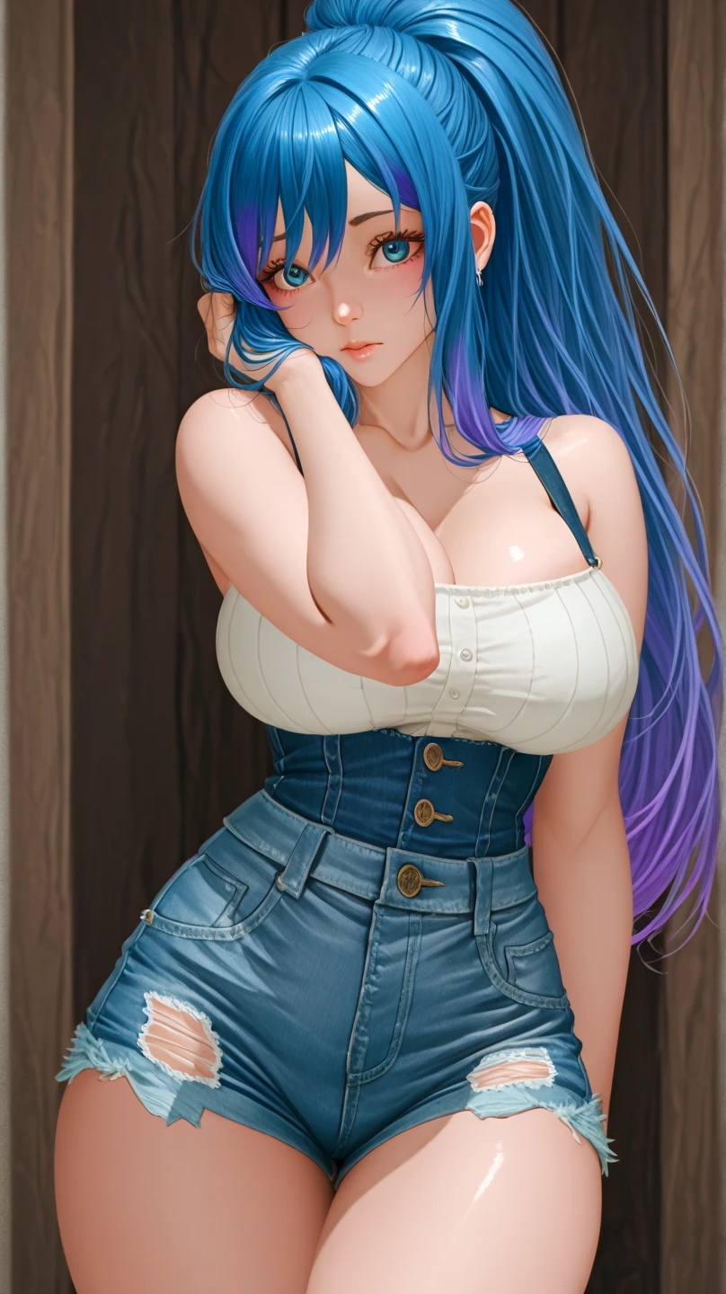 eida, long hair, bangs, blue eyes, very long hair, blue hair, pink hair, multicolored hair, earrings, blunt bangs, two-tone hair, streaked hair, beautiful, beautiful woman, perfect body, perfect breasts, wearing a kimono, showing shoulders, wearing earrings, wearing a watch, being in the garden, cherry trees, traditional Japanese house, looking at the viewer, a slight smile, realism, masterpiece, textured leather, super detailed, high detail, high quality, best quality, 1080p, 16k, showing shoulder, (((perfectly erected medium breast))), (((in the bed)))(((having sex in doggystyle position))) (((perfect vagina penetration)))(((penis penetrating her vagina)))(((perfectly anatomical penis)))