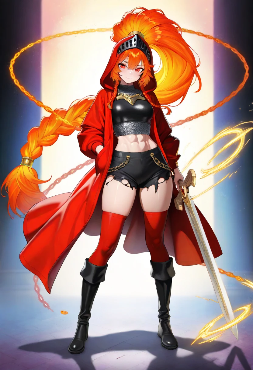 Woman with brown eyes, age 21 (medium hair, dark brown hair, wavy hair, red hairband), ahoge, ((white blouse with black stars, vest, jacket, opened jacket, red jacket with stars)), (leotard, bare legs, black thigh highs, high-heel shoes), purple stellar energy around, cosmic power, cosmic shining power. purple eyes, beautiful detailed eyes, beautiful detailed face, cute face, perfect hands, complete fingers, perfect ???????, perfect proportions. (casting a spell). full body costume design, full body, cowboy shot.