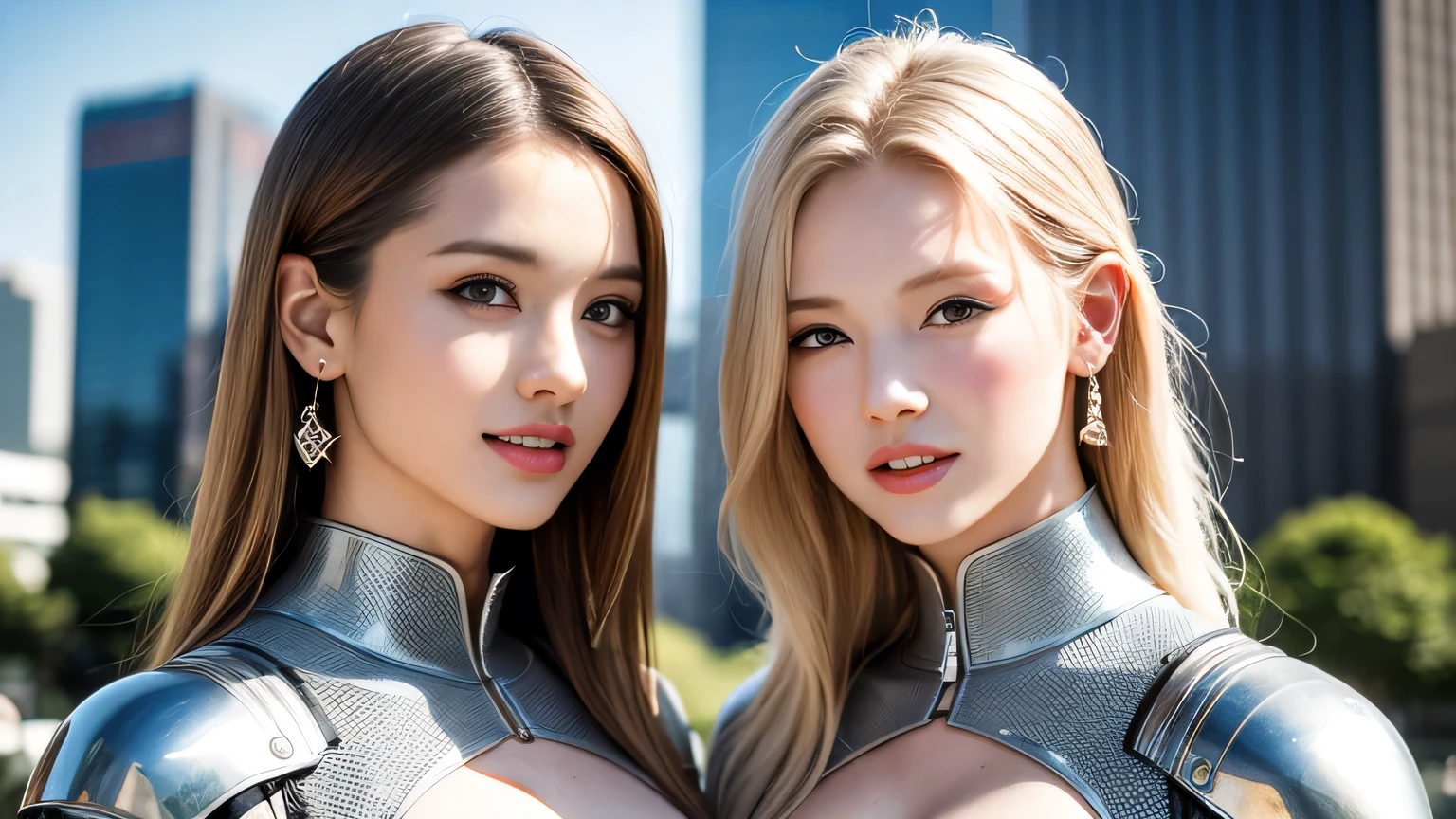young beautiful Thai woman, blond hair, bodybuilder physique, dress as police woman, masterpiece, best quality, ultra-detailed, solo, outdoors, (night), cheerful, happy, (look at viewer:1.2) (skin texture) (film grain:1.3), (warm hue, warm tone)