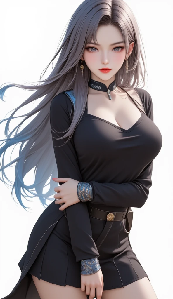 Beautiful big breasts, (bokeh), indoors, detailed luxury living room, gentle and charming beautiful goddess, Korean(kpop-idol), solo, smooth skin, necklace, (blue navy hair, blue eyes, short hair), oval face, double eyelids, smart, good hands, good feet, Natural, (from below angle), (glossy skin:1.05), ((low angle)), Perfect figure, (64k, UHD, RAW photo, best quality, masterpiece:1.4), (realistic, photo-realistic:1.37), ultra high res, photon mapping, radiosity, physically-based rendering, professional soft lighting