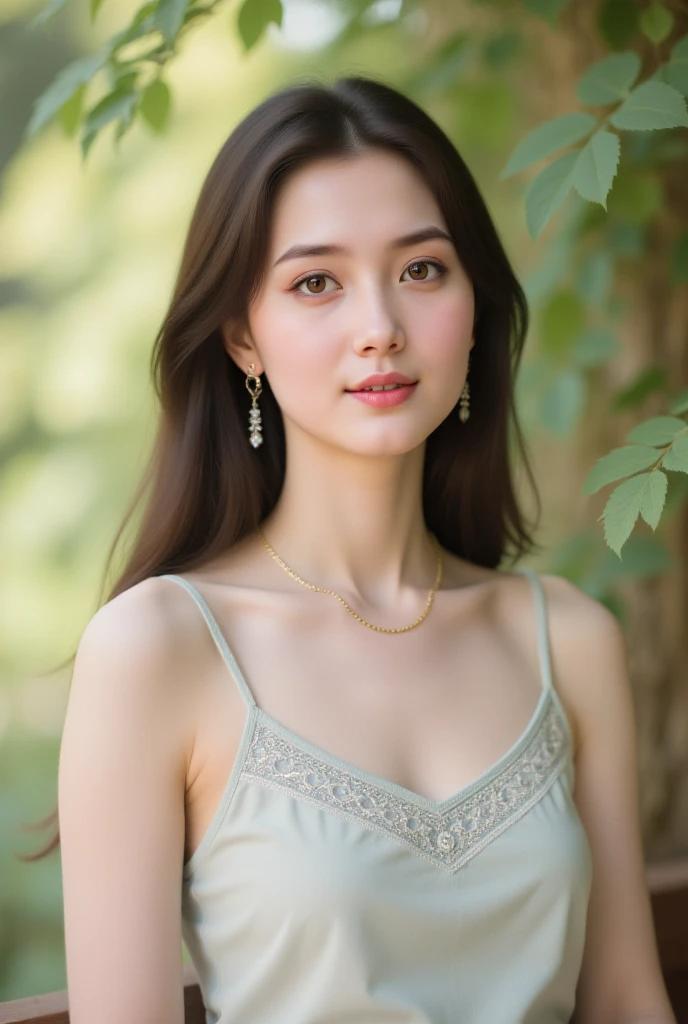 (best quality,4k,8k,highres,masterpiece:1.2), ultra-detailed,realistic,photorealistic:1.37, beautiful detailed eyes, beautiful detailed lips, extremely detailed face, long eyelashes, intimate view, soft lighting, vibrant colors, warm tones, sensual atmosphere, timid expression, natural hair, flawless skin texture, gentle breeze, standing, looking nervous, intimate moment, short silk dress, afternoon, outdoor patio,
