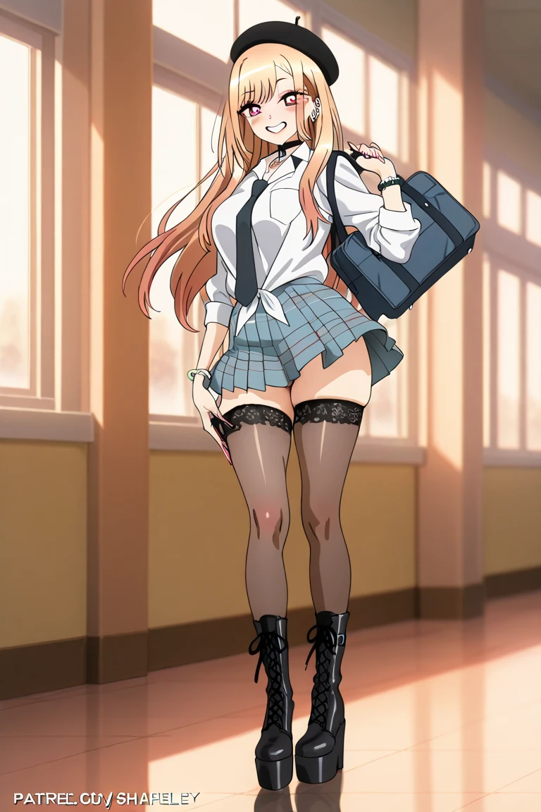 ddlcmonika, ddlcmonika, blunt bangs, brown hair, (green eyes:1.5), long hair, ponytail, ribbon, white ribbon, hair ribbon, sidelocks, ((smug face)), 
BREAK black thighhighs, blue skirt, brown jacket, jacket, long sleeves, mary janes, over-kneehighs, pleated skirt, school uniform, ((sky from bellow:1.4)), skirt, thighhighs, zettai ryouiki
BREAK looking at viewer, ((standing:1.4)), ((show panties:1.4)), ((white panties:1.4)),
BREAK indoors, classroom,
BREAK (masterpiece:1.2), best quality, high resolution, unity 8k wallpaper, (illustration:0.8), (beautiful detailed eyes:1.6), extremely detailed face, perfect lighting, extremely detailed CG, (perfect hands, perfect anatomy),