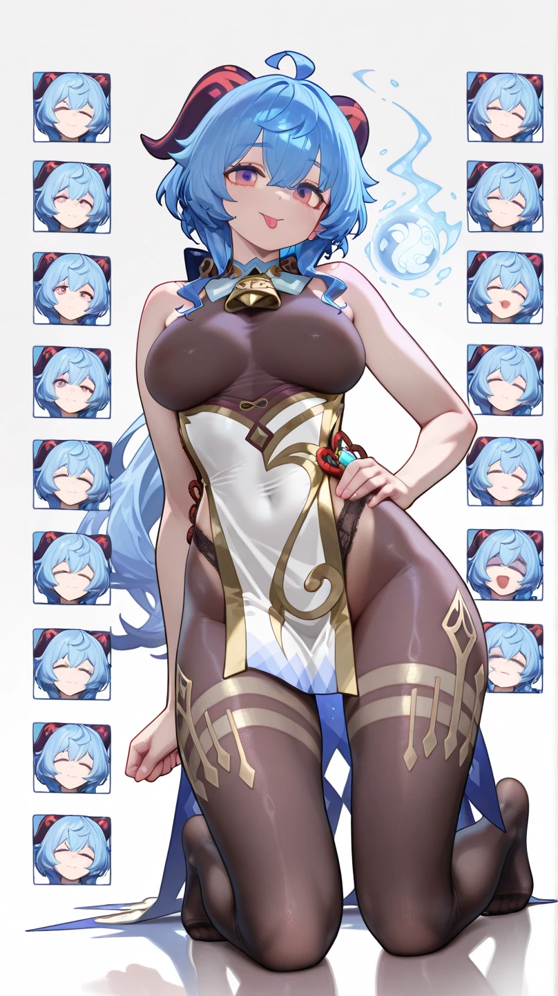 1girl, breasts, female pubic hair, pubic hair, thighhighs, blush, blue eyes, ((micro skirt, micro bikini ,huge breast:1, foreshortening:1.2, dutch_angle:1.15, ((revealing clothes, see-trough, twintails, detailed eyes, oval face, big ass, wide hips, tiny waist)))), blue hair, long hair, open mouth, sweat, huge breasts, nipples, looking at viewer, bare shoulders, multiple views, areola slip, detached sleeves, bangs, ribbon trim, revealing clothes, cleavage, see-through, white thighhighs, hair between eyes, bikini, thighs, white background, pubic hair peek, heavy breathing, earrings