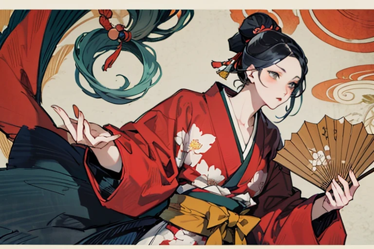 Ancient Chinese Girls, length hair、Delicate, Beautiful, Illustration level, epic composition, Atmosphere, simplicity、wind chime、cleavage of the breast、natta、