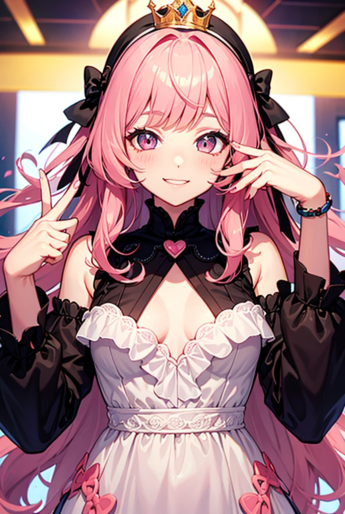 woman,(Detailed Description,Unbelievably absurd,High resolution,8k wallpaper,masterpiece,Highest quality,Regional Depth,Anatomically accurate depiction,A face with attention to detail, Eye on the details,Perfect body,Two beautiful hands, Five perfect fingers,Curvy Legs,)(Glowing Skin,Glossのある肌,Oilskin),(((Sexy Idol))),(Idol Costumes,Cute hairstyle,tights,Choker of Hearts,boots,Gloss),eyelash,(bright pink eyes,Look at me sideways,There is cleavage in the chest,Captivating smile,Large Breasts,Glossのある唇,Cute pose),Sweat,whole body,microphone