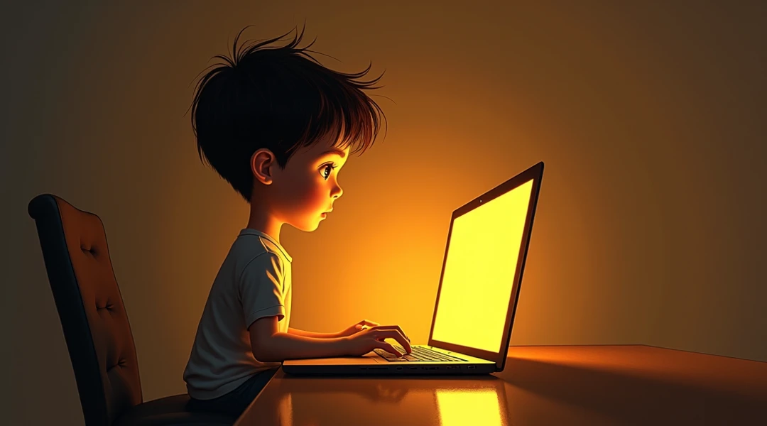 Create a boy studying at night listening to music on his headphones with his laptop screen saying morat