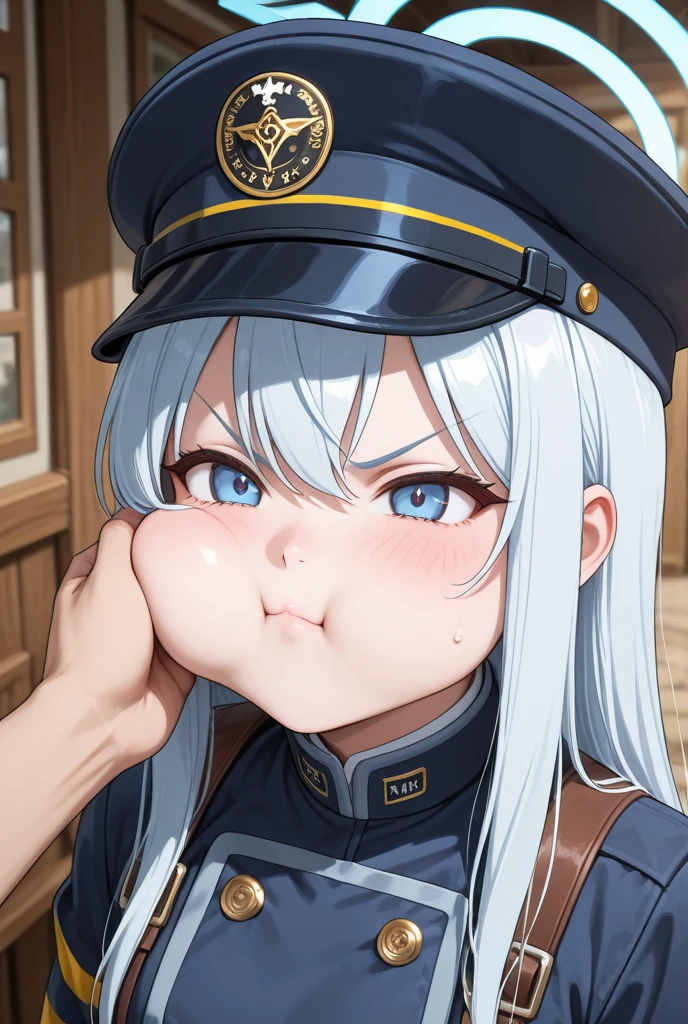 1girl, show off nipple,uniform,1boy, penis fellatio,