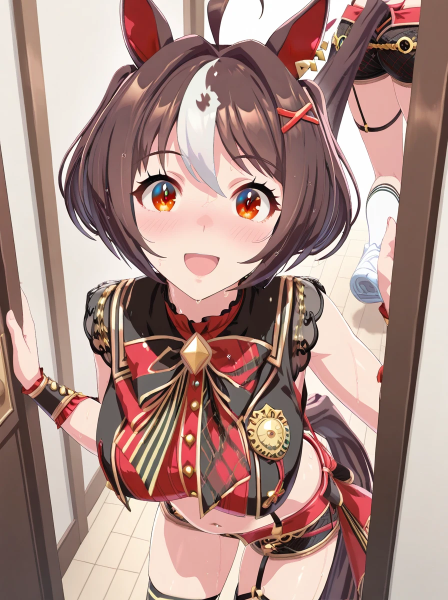 Caitian Yuanshen,Cute loli style,Fleshy thighs,antique clothes,Poster publicity style,lewd poses,Western Metal,C cups,Happy expression