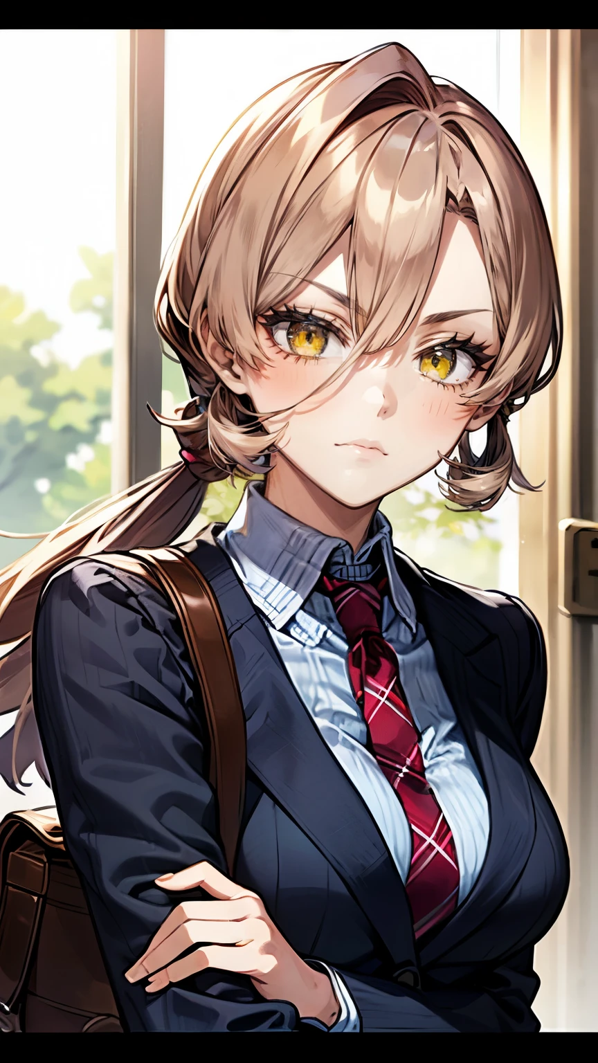 (masterpiece:1.3, best quality, ultra high resolution, Super Details), (realistic, photorealistic:1.3), beautiful illustration, perfect lighting, natural light, colorful, depth of field, 2025's      , , 
Beautiful Delicate Hair, beautiful detailed face, Beautiful Tourist Destination Details, (perfect anatomy, anatomically accurate, Super Detailsスキン), Pink Skin, shiny skin, 
stares at viewers, (face focus, upper body), 1 GIRL ON BREAKDAY, high school girl, cute and symmetrical face, perfect face, perfect eyes, perfect body, babyface, cute face:1.2, Tiny, 
(middle hair, twin tail, Long Side Lock, light brown hair),   jewelry showing her bang  , orange eyes, big eyes, long eyelashes, (medium bust, narrow west      , sensual thighs), skin dentation, 
(detailed fabric texture), 40s ((uniform, Dark Blue Plaid Pleated Skirt, long sleeve, dark blue blazer)), 40s ((dark green plaid tie)), 40s (white collared shirt), 40s school bag, 
(beautiful scenery), summer, evening, Detailed Background, (school gate:1.5), walk, (pose with movement), (    彼女の 彼女の highlight her sexy breasts     、    彼女の highlight her sexy breasts    、    highlight her sexy breasts   、   highlight my sexy breasts  、   let me eat 、 nice smile, Shy Butts, , parted lips),