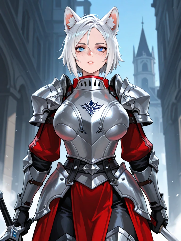 a (manly male:1.7) cat, heavy armor, with silver armor,(portrait:0.7), (futuristic style:0.2), (chibi style:1)