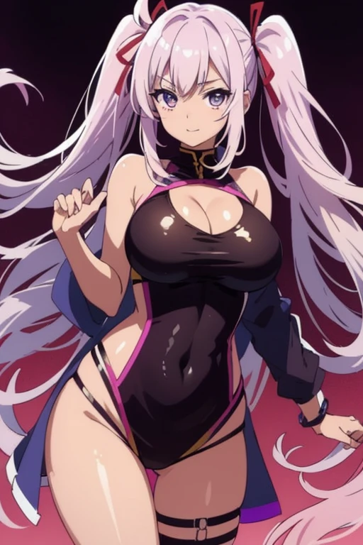 Zero Two, sexy pose, leaning forvard, hands between thights, bikini, big breasts