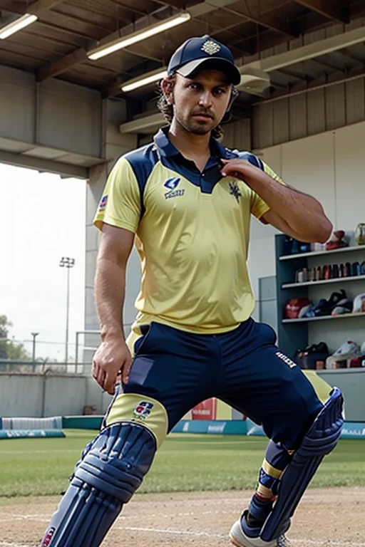 Best cricket Jersey and trouser kits navy blue and dark yellow combo write on Alfalah