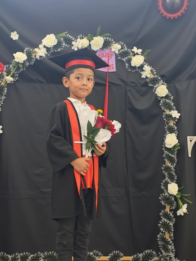 CHILD arafed con toga de graduación, gorra y corbata, graduation photo, profesional photo, wearing an academic gown, riyahd cassiem, CHILD, for young, foto descubierta, portrait photography, foto coloreada, foto coloreada, little , foto flash, retrato formal, reyyan, Foto profesional, retrato completo, foto oficial, Foto digital