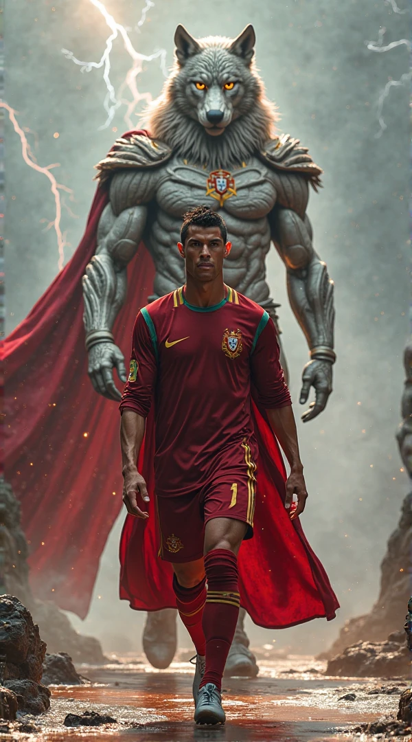 Cristiano Ronaldo surrounded by gods