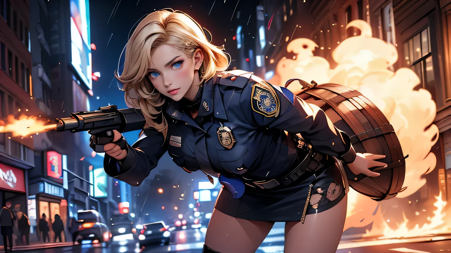 DEN_livgracesecret_OF,
(posing by a (police car:1.2) (dressed:1.1) in a (police uniform:1.2), (police officer:1.3), police uniform, (police car:1.1), cuffs, (police:1.2), (uniform:1.3), police hat, hair tied back, tied back hair, trousers, top, jacket:1.2),
bokeh, f1.4, 40mm, photorealistic, raw, 8k, textured skin, skin pores, intricate details <lora:epi_noiseoffset2:1>, epiCRealism