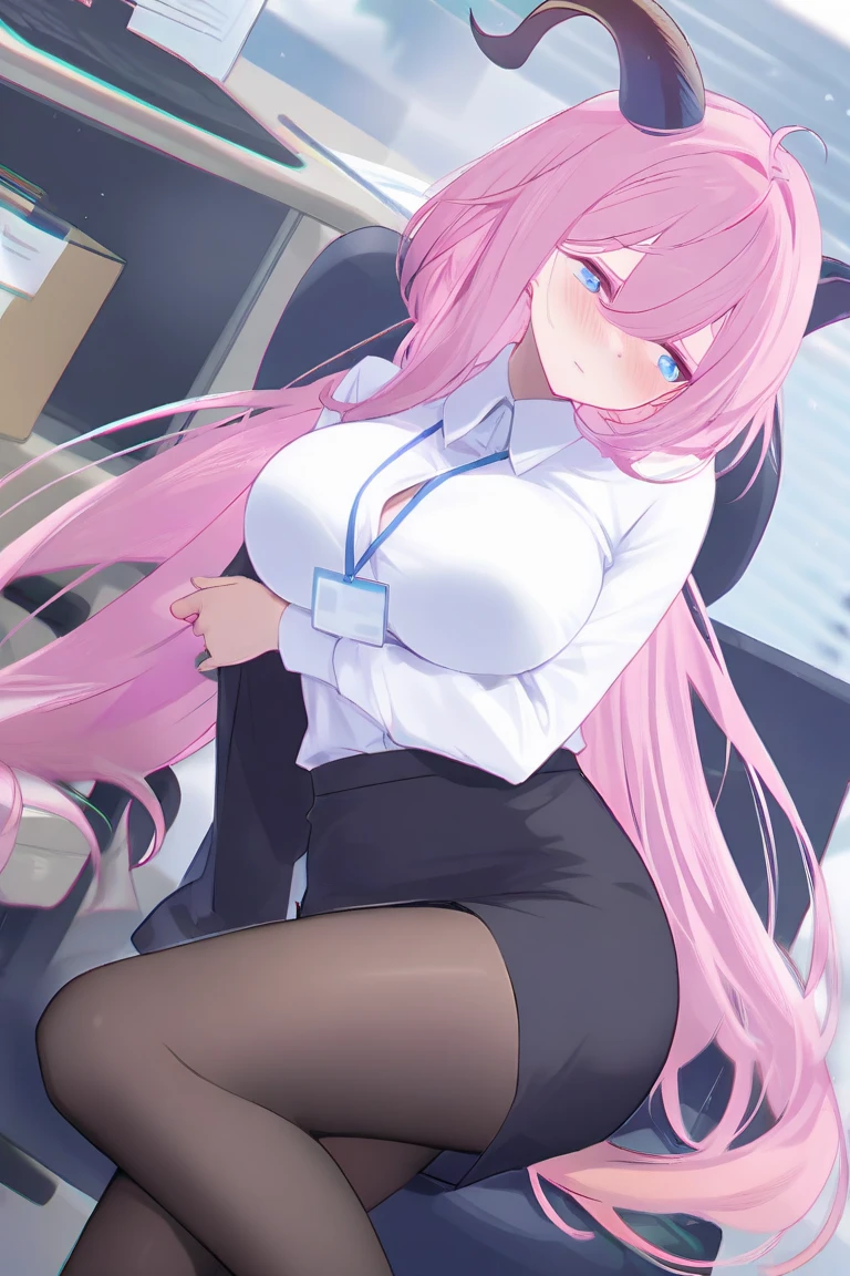 1girl, solo, (masterpiece, best quality:1.4),((best quality)), ((highly detailed)), masterpiece, absurdres, (detailed eyes, deep eyes), bunny girl, pink hair, long hair, bangs, blue eyes, white pupils, smiling, big breasts, deep cleavage, rabbit ears, fake animal ears, headset, headphone's, ear piece, rabbit tail, dark blue leotard, detached collar, pink bow, bare shoulders, black pantyhose, wrist cuffs, excited expression, smiling, teeth, front of the computer doing a Twitch livestream, the girl is a Twitch streamer, Twitch streamer/gamer, highly detailed background, (Background: Indoors, in a room with a desk, chair, microphone, mouse, keyboard, There are multiple computer monitors), sitting on a chair, depth of field, UHD, masterpiece, High quality art style, best quality,
