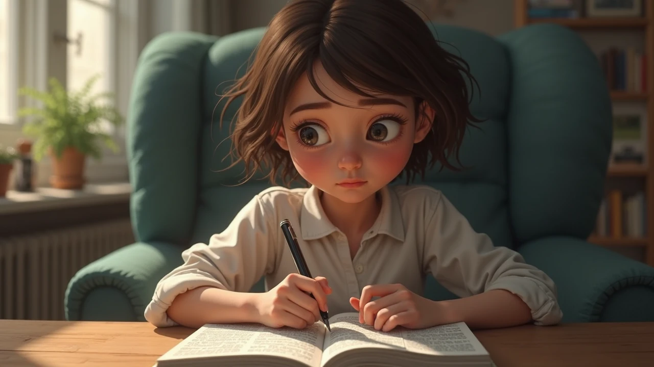a young girl learning about global warming, detailed portrait, beautiful eyes, detailed lips, long eyelashes, curly brown hair, studying books and documents related to climate change, sitting in a classroom with world map, blackboard, and other educational materials, (best quality,4k,8k,highres,masterpiece:1.2),ultra-detailed,(realistic,photorealistic,photo-realistic:1.37),vibrant colors,soft lighting,education,alfabetización,calentamiento global,warming,climate change,classroom,books,documents