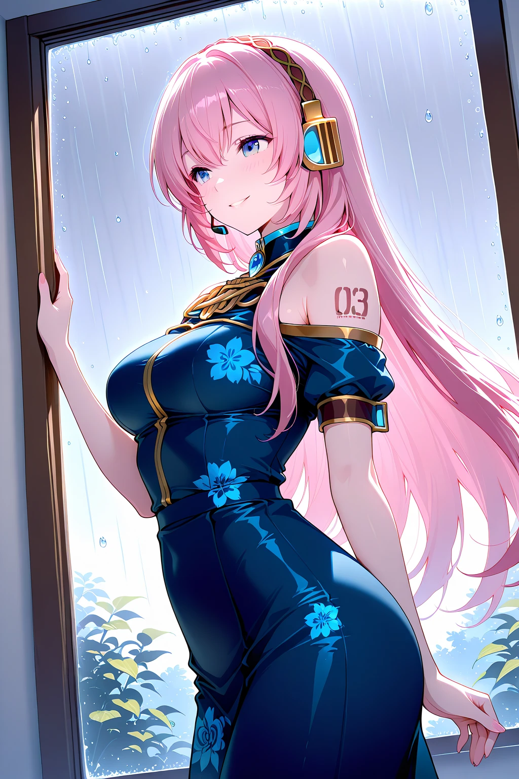 Ahri de league of legends, Nine-tailed fox girl from Korean mythology, cabello rubio platinado con degradado a color rosa pastel, usando una blusa color lila sin mangas y con un escote pronunciado, senos muy bien definidos y brillantes, pulsera de plata en la mano izquierda, mano derecha apoyada en la cintura, mano izquierda extendida, Pleated mini skirt with checkered design in pink and lilac tones, usando anteojos de montura fina, muslos brillantes, tacones altos de color lila trenzados hasta las rodillas,