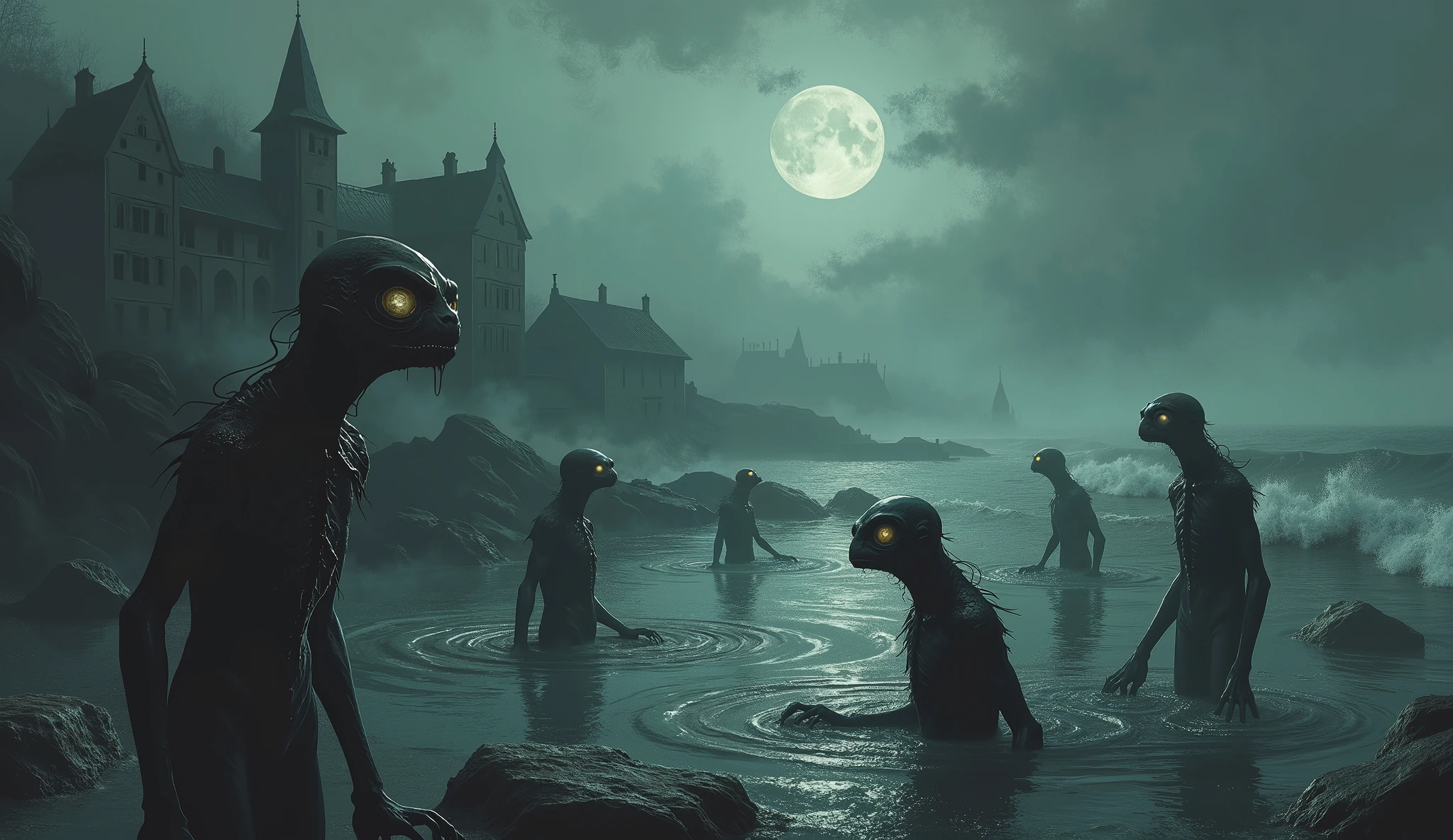 lovecraft, innsmouth town,
fish men
