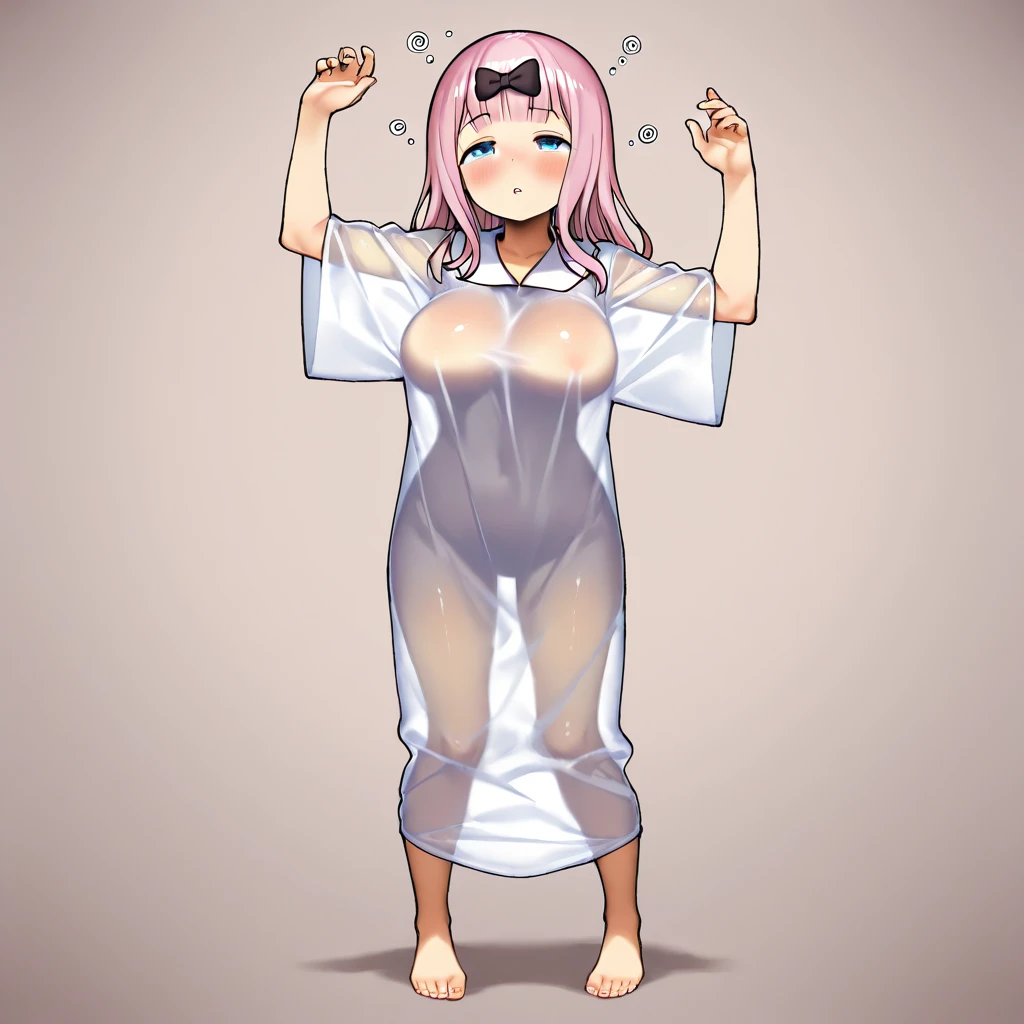 (Perfect body),Best Quality,16 K,Lori,blush,(Short hair), (((Orange Eyes))),((thick thight)),(((Pink hair))),Standing,Sweat,embarrassed from、I'm surprised、(((small tits))), cowboys_shots,(((Wavy Hair))),Ahoge,hair clips,(white knee-socks),NSFW,flat chest、 ((Spread legs)),Wet、(((white  leotard))),Sweat,((( short in stature))),(despairing)、NSFW、((Mouth open))、((Arms behind your head))、(((((Torn clothes)))))、prison、darkened room、(bound wrists)