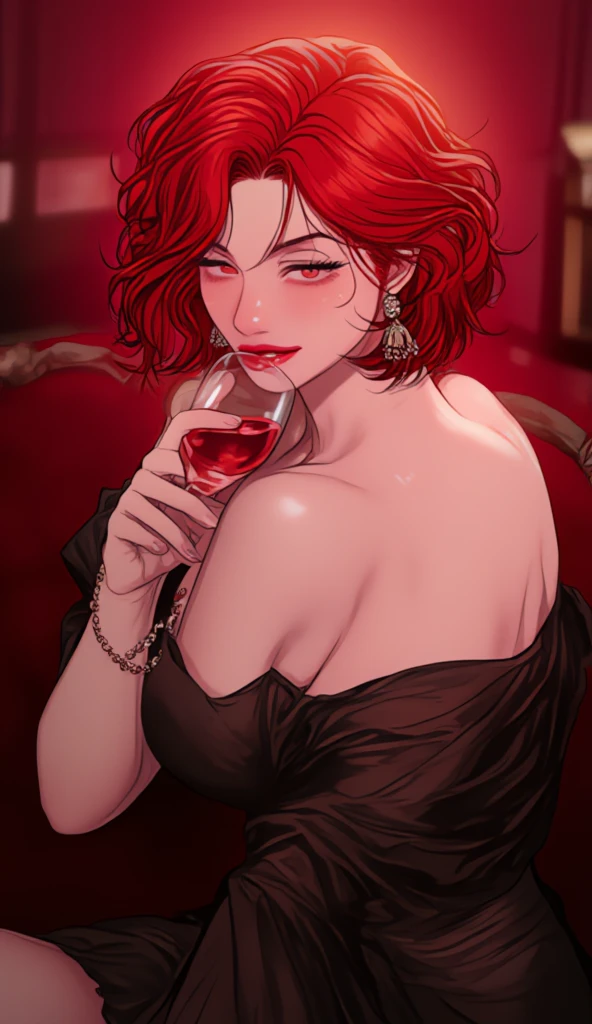 Make the singer Beyoncé drinking a glass of wine as an advertisement for the company bellavita. She was wearing a nice long and decent dress 