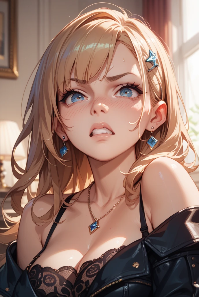 Rational, Super Detail, Masterpiece, Top Quality, Break, Official Art, (Beautiful and Aesthetic: 1.2), (Watercolor: Mid), Break, Beautiful Girl, (Cute: 1.3), 18 years old, Break, Colorful Hair, (Yellow and Golden Hair: 1.2), (Fractal Art 1.3), Break, Sexy, Break, Summer Santa Bikini, Red, Close-up, Glossy Skin, Break, Blue Eyes, Break, Blush, Break, , Small, break, Type A, break, Beautiful, Break, Upper Body, Break,