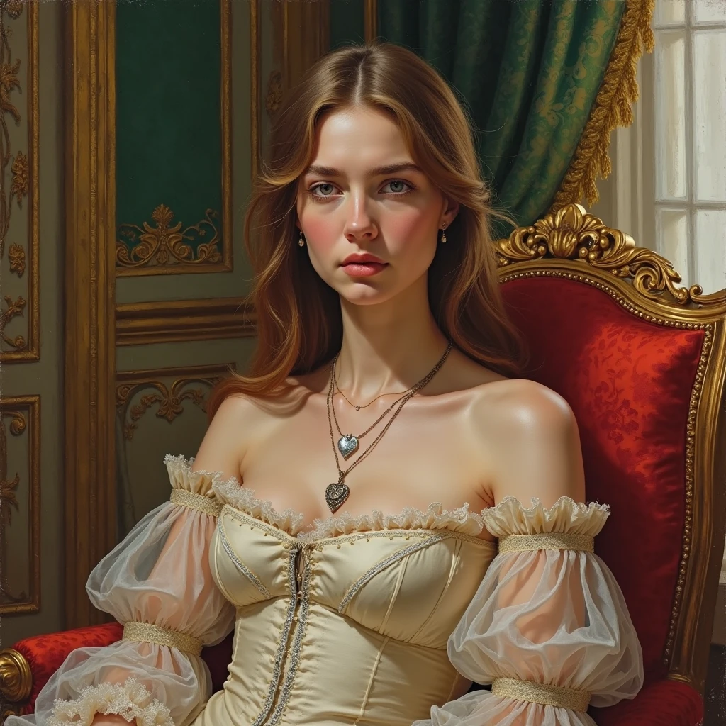 masterpiece, best quality, extremely detailed, hyperrealistic, photorealistic, oil painting, baroque art, in rubens style, a beautiful 20s french model