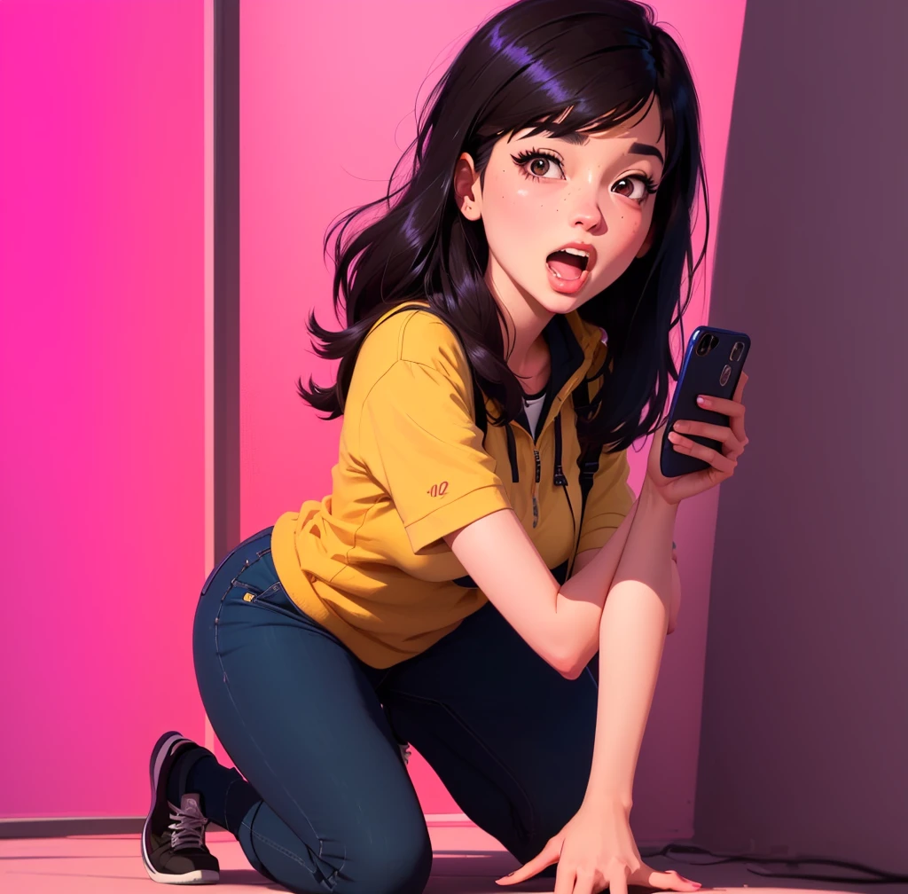 ((melhor qualidade)), ((obra-prima)), (detalhado: 1.4), ..............3d, uma imagem de uma linda mulher brasileira , Shirt of the Brazilian National Team discreet yellow, Denim Jeans Pants, HDR (high dynamic range),NVIDIA RTX, Super-Resolution, Textura PBR, Post-processing, anisotropic filtering, profundidade de campo, Maximum clarity and sharpness, texturas multicamadas, Albedo e mapas brasileiro, surface shading, Accurate simulation of light-material interaction, Perfect Ratios, Octane render, Two-tone lighting,Abertura ampla,ISO baixo,White balance,rule of thirds,8K BRUTO,Arte Digital, efeitos de brilho, hand-drawn, emprestar, 8k, Octane render, Cinema 4D, liquidificador, Escuro, atmospheric 4k ultra detailed, cinematic sensual, sharp-focus, humorous illustration, grande profundidade de campo, obra-prima, cores, Octane Loaning ............3d, 8k, arte conceitual, Hiper realista, cores vivas, Estilo Modelshoot, (extremamente detalhado CG unidade de papel de parede 8k), professional majestic oil painting by Ed Blinkey, Atey Ghailan, Studio Ghibli, de Jeremy Mann, Greg Manxadinho, Antonio Moro, trending in cgsociety, trending on ArtStation, intrincado, High detail, sharp-focus, Dramatic, Arte de pintura fotorrealista por midjourney Liga das Lendas Vi, assustado, hand to mouth, camisa amarela, in the state of São Paulo, Brasil --auto