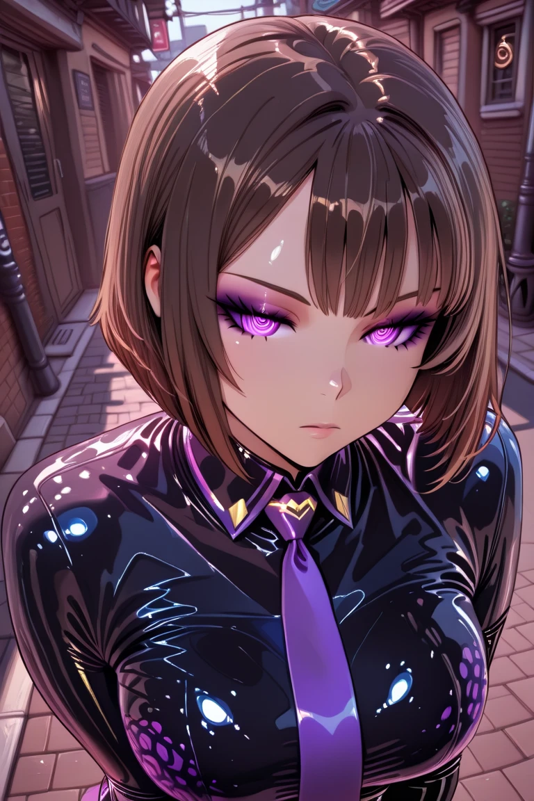 1 girl,Browsing Caution, Kyoko Masaki,(Yu-Gi-Oh),Unsdef,Short hair, brown hair, headdress, high ponytail, ponytail,huge breasts, clavicle, Glowing purple eyes,absurd, Brainwashing,empty eyes, ((expressionless,emotional deletion)), (Black latex tight miniskirt),((upper body naked)), (nudity), (pussy노출), avert one's eyes , full body portrait,((squat,open your legs, Put your arms behind your head.)),((pussy노출)), (pussy) (best quality、4K、8k、high resolution、There must be:1.2)、very detailed、(reality、reality的なです、reality的な:1.37)、ticker、hyper hd、studio lighting、ultra high definition paint、sharp focus、Physically Based Rendering、extreme detail、professional specifications、Vibrancy and color、haziness、sports portrait、sight、horror style、animation big 、sf、picture、concept artist、five fingers, perfect body, {{{masterpiece}}}, {{{best quality}}}, {{very detailed}}, {shape}, {{Very delicate and beautiful}},Improved performance/cost ratio、all roles、Canon 5D MK4でpicture、picture,