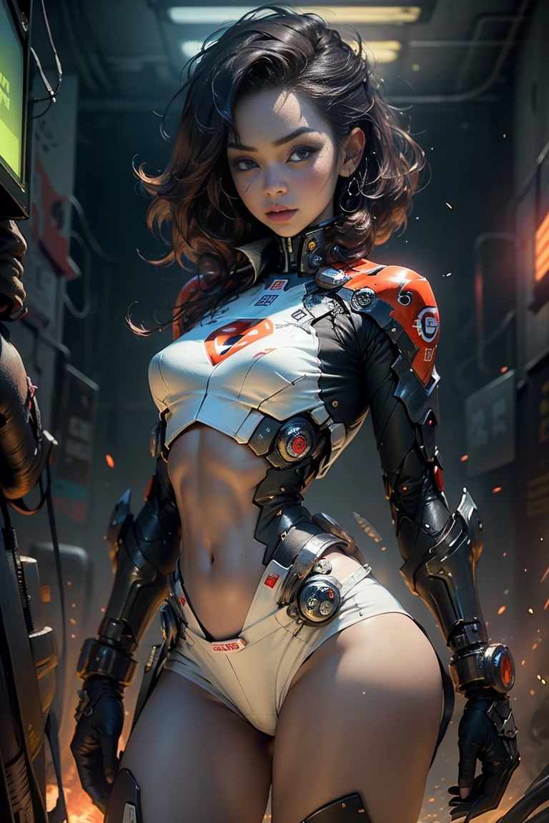 A highly detailed and realistic skull girl,( Anya. Taylor Joy) cyberpunk character, mad max furiosa, one hand robot, cyborg arm, orange hair, dramatic metal heavy rock theme, best quality, 8k, hyperrealistic, photorealistic, extreme detailed painting, studio lighting, vivid colors, dark moody atmosphere, cinematic, dramatic pose, intricate mechanical details, glowing energy effects, intense gritty textures, seamless integration of organic and inorganic elements. Wearing the used clothes of a wastelander. Background: An apocalyptic wasteland. Dusty and depressing.