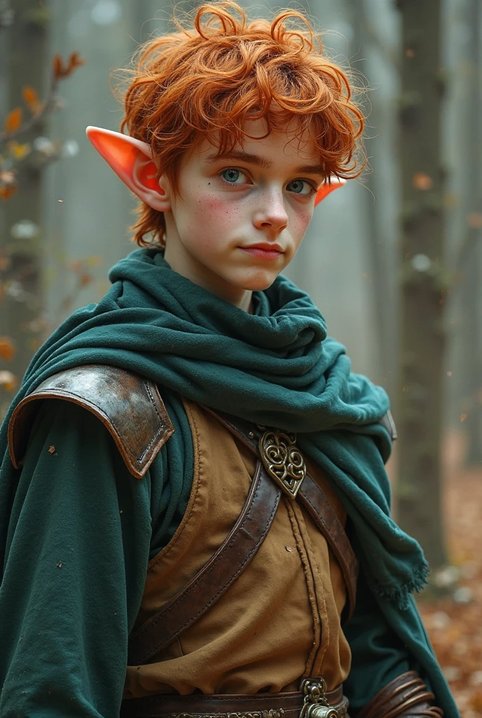 A human rabbit child with mint green fur with brown spots and cream chest, He has blue eyes and a pink nose, his clothing is that of a medieval .

d&d style