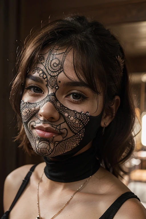 Bipolar tattoo on the neck of Comedy and Tragedy Masks: