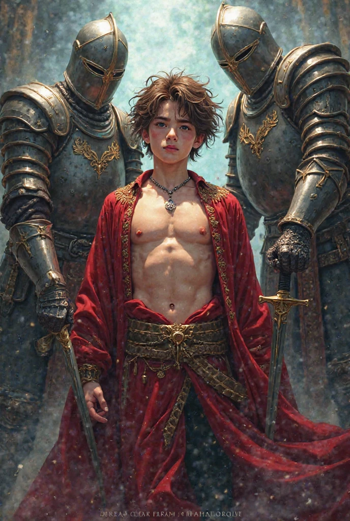1,(1boy:1.5),13-year-old:1.5,teenager,femboy,Libido boy,Female physiognomy,(warrior),
little boy,(((little boy,boy,???,??? only,,1boy,male gender))),
(black hair:1.5,((spiky black hair with ponytail))),(((brown_eyes:1.3))),intricate eyes,beautiful detailed eyes,symmetrical eyes,big eyes:1.5,child's chest,((??? body,a little chubby,good anatomy,accurate body proportions,detailed shota body for young boy:1.3,))),
serious and thoughtful man,(nsfw),cute,
((gray revealing armor)),(red tights),(light armored armor on his chest and shoulders,navel),((bright red panties),(red gloves),((revealing clothing:1.5,show skin:1.5)),(tiny bulge on panties),(((slave collar,Long chain leash connected to her collar,shackles))),(((torn clothes:1.1,intricate outfit,intricate clothes))),
(dynamic pose:1.0),embarrassed,(centered,scale to fit dimensions,Rule of thirds),
inside,indoor,((subsurface,labyrinth,dungeon,dark dungeons,stone walls, deep empty caves,ancient glowing crystals,elaborate underground structure,columnar crystal formations,subterranean fantasy,illuminated pathways leading deeper,hidden door veiled in shadows)),scenery:1.25,((intricate scenery)),
(Glossy glowing ornaments),highres,sharp focus,(ultra detailed,extremely detailed),(photorealistic artwork:1.37),(extremely detailed CG unity 8k wallpaper),(((vibrant colors,vibrant theme))),(intricate),(masterpiece),(best quality),artistic photography,(photography taken by sldr),(intricate background),perfect rendered face,perfect face details,realistic face,photo realistic,((intricate detail)),(((realism))),