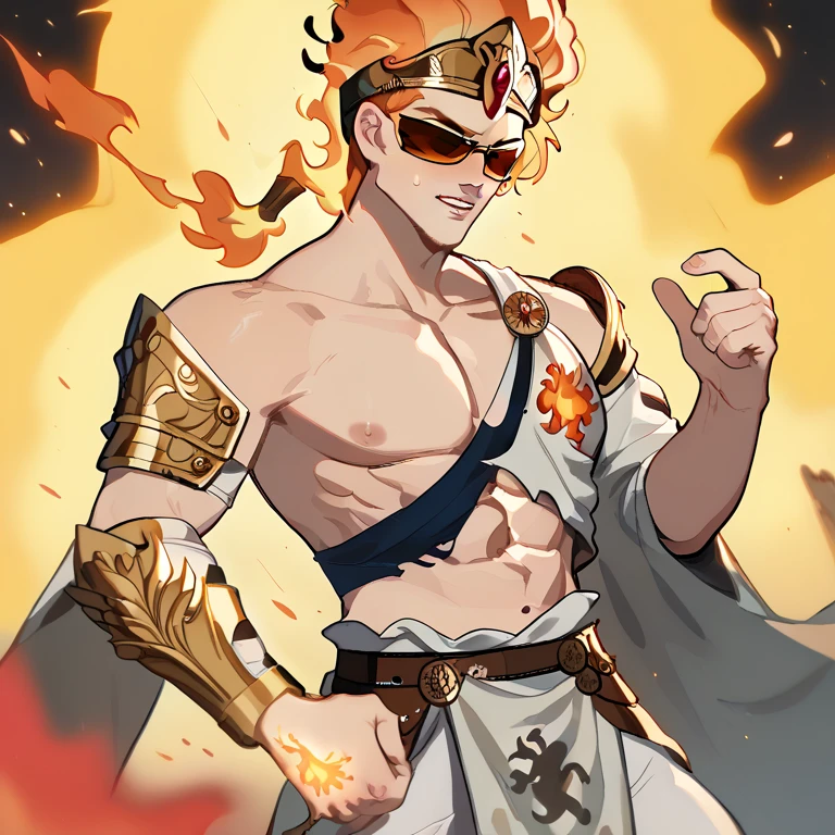 God of fire, A handsome man. Big chest!!! Big pectorals!!! Round chest!!! Big nipples!!! Large chest!!! attractive male, sexy masculine, handsome male, oppai, oppai proportions, cinematic lighting, fire, flames, ((Immersive)),((4K)),((Captivating)),((Magnificent)),((Extraordinary)),((Enchanting)),fantasy,(1man Fire Dancer:1.4),Flames,Graceful