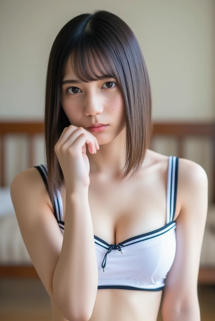 ((Upper Body:1.3)).Blown by the long wind [Blue-black:.3] hair,Looking at the audience, (Tabletop:1.3), (8K, Realistic, RAW Photos, Highest quality: 1.4), Japanese, (1 Girl), Beautiful Face, (Realistic face),{Wavy medium hair|Front hair long bob|short hair with long bangs}{Black hair|Brown hair|Blonde hair}, Beautiful hairstyle, Realistic eyes, Beautiful and beautiful eyes, (Realistic skin), Beautiful Skin, charm, Ultra-high resolution, Surreal, Very detailed, Golden Ratio,Female student peeing in the toilet、shame(Blushing:1.3),Upper Bodyは裸、Nipples sticking out