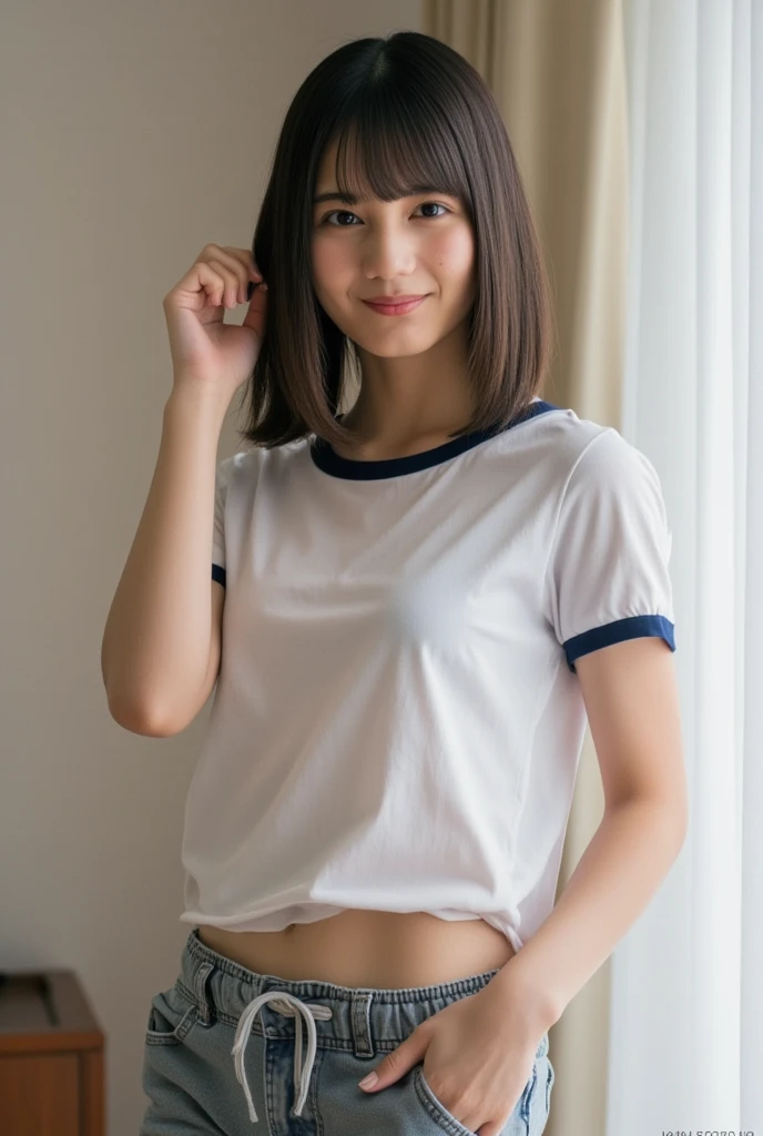 RAW UHD Format、Crystal Clear、nsfw,(Real photo)、18 year old blonde photo (blue eyesをした美しい女の子), (Well-trained body、Get six-pack)、healthy beautiful girl、Droopy eyes、blue eyes、(((very small breast bulge)))、 very unreasonable、highly detailed shiny eyes、super high quality, sharpness, Shallow depth of field, Crystal Clear, Cute face, The background is blurred,Fine skin pores , Intricate eye details、Fine skin、((short hair))、((No makeup))、((freckle face))、high school girl、So ridiculous、(((High School Uniform)))、(smile、LOL)、(Spread your legs)