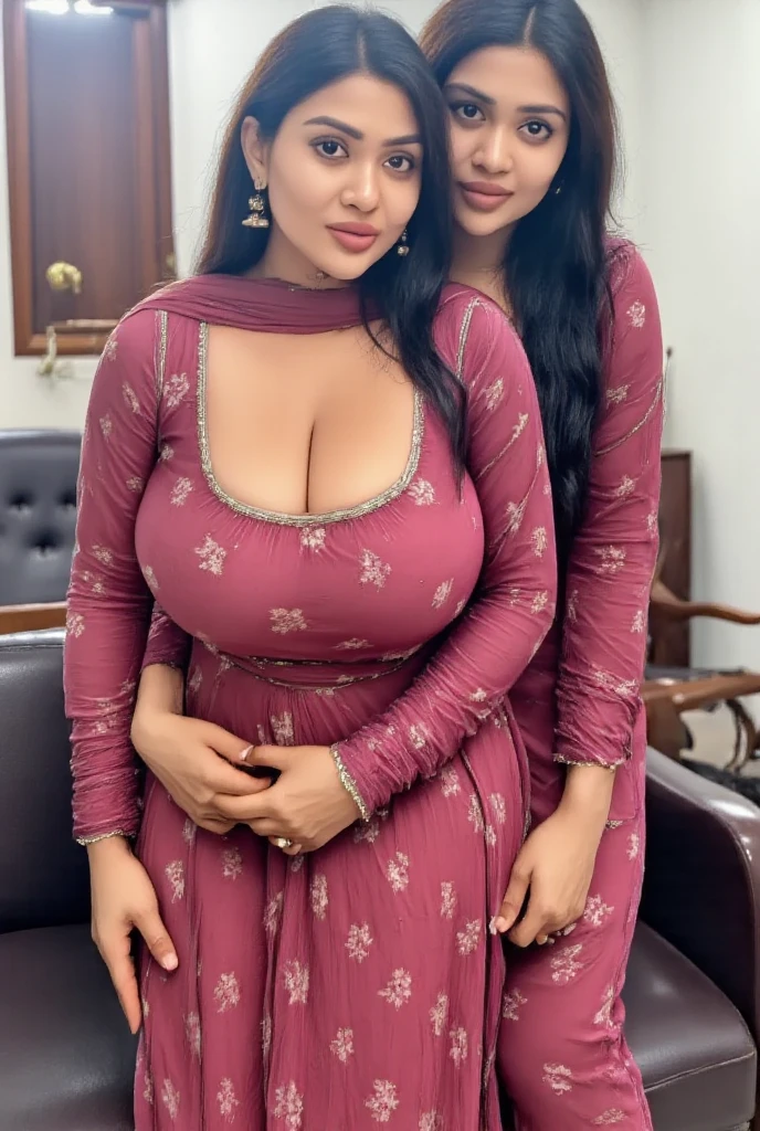 (Masterpiece),(Fullbody),(8K),(Shot taken from the front side),(two ladies),In modern super luxery office room,bright shining,75 years old CEO lady (indian ethnicity, aged,eldery,eldery body,straight gray_black color hair,rapunzel CEO lady,wears blue and white mixed saree,she taken out breast from saree,exposing breasts,eldery saggy breasts,long nipples,saree jacket hangging,rapunzel hair,real french braided,styled with 500 gallons of hair oil) raised up saree,exposed thighs showing to secrety,((35 years old,brazilian,(wears red color coat suit taken out her breast from coat,remvoed trouser,showing breast,showing vagina,3c curly,black hair,tailbone_length,made hair with 600 gallons of hair oil) )both kissing,both put tongue out,fingering,kissing,