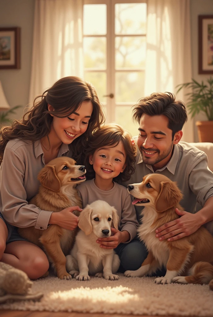 Dad's family, mother, baby, girl and dog