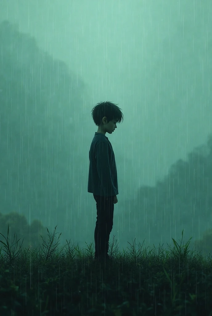 Children playing in rain ,full hd quality,full details of rain fall, wearing halfpant and long tshirt,sky is very cloudy