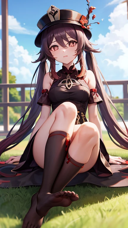 ((masterpiece,best quality)), ultra resolution,ultra detailed, detailed background,8k,16k,perfect lighting, 1girl,nsfw,embarrassed,blush,bottomless,show off pussy,look at viewer,sweat,steam,(from below,close up pussy:1.1),aroused,naughty face,naughty smile,closed mouse,long hair,perfect fingers,(slender:1.2),fu tao,twintail,(flat chest:1.2),(flower shaped pupils:1.3),short stature,over size head,(sleeveless onepiece,sky,summer),