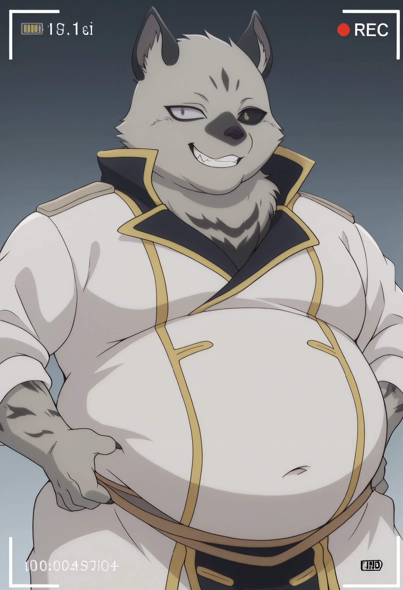 masterpiece, best quality, newest, absault dress, high resolution, 1 boy, solo, lanteveldt, of, Confident, looking at the viewer from the side, gradient background, sea,very overweight,Totally Obese,Fat lumps,Extremely Obese,Protruding belly,big belly